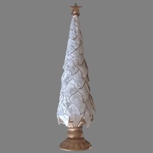 Elegant White and Gold Shimmering Accent Holiday Tree Decor